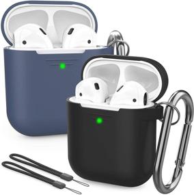 img 4 attached to AhaStyle 2 упаковки чехол для AirPods плюс ручная петля, силиконовый защитный чехол, аксессуары, совместимые с Apple AirPods для мужчин, женщин и девочек (черный &Amp)