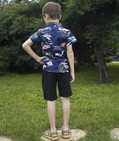 img 2 attached to Мальчики 3D Графическая гавайская рубашка с коротким рукавом Aloha с застежкой на пуговицы - размеры 2-8 лет от Uideazone