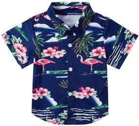 img 4 attached to Мальчики 3D Графическая гавайская рубашка с коротким рукавом Aloha с застежкой на пуговицы - размеры 2-8 лет от Uideazone