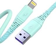 компактный набор кабелей lightning длиной 1 фут - [3pack] кабели для зарядки iphone cabepow, 1-футовый зарядный шнур apple в синем цвете для iphone/ipad. логотип