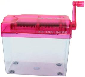 img 3 attached to 📄 Portable A6 Manual Paper Shredder SENREAL, Mini Hand Shredder for Documents, Home Office Desktop Stationery – Pink