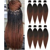 premium pre-stretched ombre braiding hair: 24 inch, 1b/30 natural black brown - 8 packs - ideal for professional crochet braids, twist braids - hot water setting perm, yaki synthetic hair logo