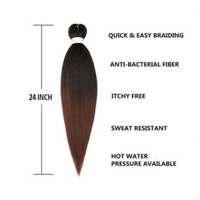 img 3 attached to Premium Pre-Stretched Ombre Braiding Hair: 24 Inch, 1B/30 Natural Black Brown - 8 Packs - Ideal for Professional Crochet Braids, Twist Braids - Hot Water Setting Perm, Yaki Synthetic Hair