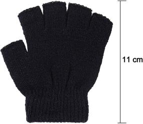 img 3 attached to 🧤 Cooraby 3 Pairs Unisex Kids Half Finger Winter Gloves Stretchy Knitted Typing Mittens for Better SEO