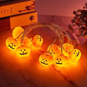 img 1 attached to Halloween String Lights: 9.8 ft LED Pumpkin Lights with 2 Modes for Spooky Outdoor & Indoor Party Decorations