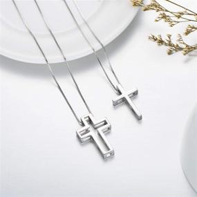 img 2 attached to 🤝 SOULMEET Matching Cross Sterling Silver Couple Necklace: Diamond Cut Round CZ Always Be with You Faith Jewelry Gift for Mother Daughter Son Sisters Friends Relationship