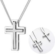 🤝 soulmeet matching cross sterling silver couple necklace: diamond cut round cz always be with you faith jewelry gift for mother daughter son sisters friends relationship logo