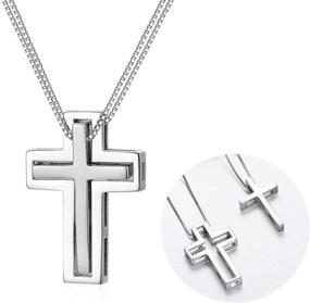 img 4 attached to 🤝 SOULMEET Matching Cross Sterling Silver Couple Necklace: Diamond Cut Round CZ Always Be with You Faith Jewelry Gift for Mother Daughter Son Sisters Friends Relationship