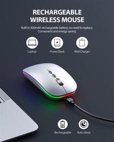 img 2 attached to 🖱️ Inphic LED Bluetooth Mouse: Rechargeable Slim Silent Wireless Mouse with Dual Mode (BT 5.1 + 2.4G USB), Home Button, Portable Optical Wireless Mice for Laptop PC Desktop Mac Windows - Silver