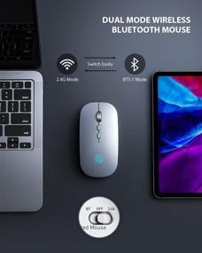 img 3 attached to 🖱️ Inphic LED Bluetooth Mouse: Rechargeable Slim Silent Wireless Mouse with Dual Mode (BT 5.1 + 2.4G USB), Home Button, Portable Optical Wireless Mice for Laptop PC Desktop Mac Windows - Silver