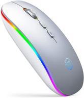 🖱️ inphic led bluetooth mouse: rechargeable slim silent wireless mouse with dual mode (bt 5.1 + 2.4g usb), home button, portable optical wireless mice for laptop pc desktop mac windows - silver logo