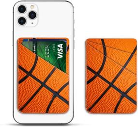 img 4 attached to 🏀 Njjex PU Leather Phone Card Holder for iPhone Samsung Galaxy LG Motorola Android Smartphones - ID Credit Card Wallet Cover Case Pouch Sleeve with 3M Adhesive Stick-On [Basketball]