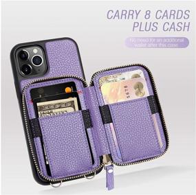 img 2 attached to 💜 ZVE Zipper Wallet Case with Crossbody Chain for iPhone 11 Pro Max - Light Purple