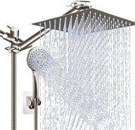 🚿 upgrade your shower experience with our high pressure 10 inch rain shower head combo - includes adjustable extension arm and 5 settings handheld shower head logo