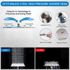 img 1 attached to 🚿 Upgrade Your Shower Experience with our High Pressure 10 Inch Rain Shower Head Combo - Includes Adjustable Extension Arm and 5 Settings Handheld Shower Head