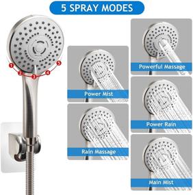 img 2 attached to 🚿 Upgrade Your Shower Experience with our High Pressure 10 Inch Rain Shower Head Combo - Includes Adjustable Extension Arm and 5 Settings Handheld Shower Head