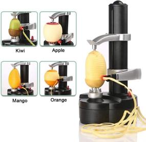 img 3 attached to 🍎 Electric Apple and Vegetable Peeler Machine - Automatic Potato Peeler, Smart Fruit Peeler Tool, Stainless Steel Kitchen Peeling Device [Includes 1 Adapter, 2 Extra Blades], with 2 Sets of Garlic Peeler