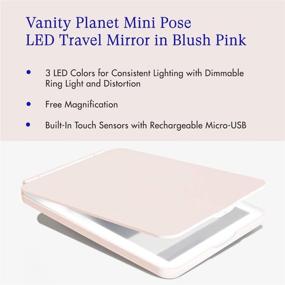 img 3 attached to 🪞 Vanity Planet Mini Pose LED Travel Mirror: Consistent Lighting & Distortion-Free Magnification in 3 LED Colors - Dimmable Ring Light, Rechargeable Micro-USB & Touch Sensors included