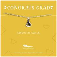 🎓 stylish graduation necklace for her 2021 - lucky feather college & high school graduation gift - 14k gold & sterling silver plated - congratulations pendant logo