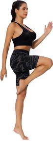 img 1 attached to 👖 SERHOM Women's High Waist Black Camo Yoga Shorts with Pockets - Athletic Workout Running Bike Biking Shorts for Women