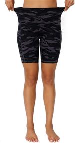 img 2 attached to 👖 SERHOM Women's High Waist Black Camo Yoga Shorts with Pockets - Athletic Workout Running Bike Biking Shorts for Women