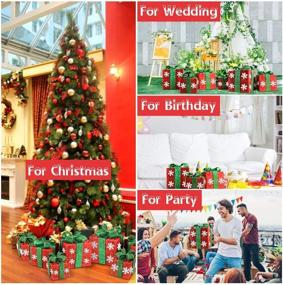 img 1 attached to 🎁 Premium Lighted Gift Boxes Set: Pre-Lit Red Boxes with Green Bows - Perfect for Christmas Weddings, Parties, and Holiday Decor - Indoor and Outdoor Use