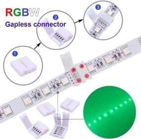 img 1 attached to FSJEE RGBW LED Strip Connector Kit - 12MM 5PIN, 16.4FT Extension Cable, 4pcs Gapless Connectors, 5 Pin Male Connector Wire Cable, L-Shape Connectors, Strip to Strip Jumpers for 5050 RGBW LED Strip Light