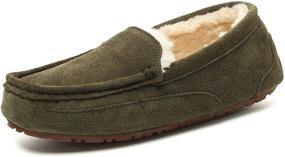 img 4 attached to 👞 Genuine Leather Moccasin Slippers with Anti-Slip Sole