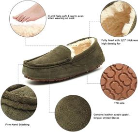 img 3 attached to 👞 Genuine Leather Moccasin Slippers with Anti-Slip Sole