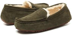 img 1 attached to 👞 Genuine Leather Moccasin Slippers with Anti-Slip Sole