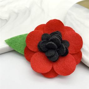 img 2 attached to 💮 XGALBLA Poppy Wool Felt Flower Brooch Pin - Handmade Remembrance Day Poppies