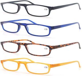 img 4 attached to Стильные очки MODFANS для чтения - 4 пары с узкими оправами для мужчин и женщин
