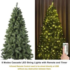 img 1 attached to 🎄 KI Store 7ft Christmas Tree: Champagne Decorations with Ornaments, Lights Remote, Timer, and USB LED String Lights