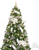 🎄 ki store 7ft christmas tree: champagne decorations with ornaments, lights remote, timer, and usb led string lights логотип