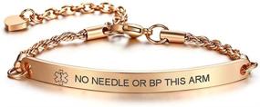 img 4 attached to VNOX Personalized Engraved Medical Alert ID Bracelets for Women and Girls - Special Rope Chain, Adjustable 6.5-8.6 Inches