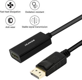 img 3 attached to Gold-Plated DisplayPort to HDMI Adapter (Male to Female) by Benfei - Compatible with Lenovo, Dell, HP, and Other Brands
