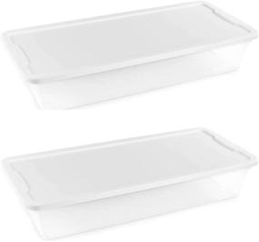 img 3 attached to 🗄 Homz Snaplock Clear Storage Bin with Lid - Large 41 Quart - Set of 2 - White