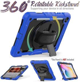 img 2 attached to Premium Blue Case for Samsung Galaxy Tab S6 Lite 2020 with 360° Rotating Hand Strap, Kickstand, Shoulder Strap, and Screen Protector