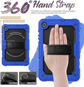 img 3 attached to Premium Blue Case for Samsung Galaxy Tab S6 Lite 2020 with 360° Rotating Hand Strap, Kickstand, Shoulder Strap, and Screen Protector