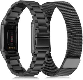 img 3 attached to 📱 KOREDA Совместимые ремешки для Fitbit Charge 5: Стильные нержавеющая сталь и сетчатые волокнистые магнитные ремешки для Fitbit Charge 5 - передового фитнес-трекера и трекера здоровья.