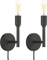 matte black vanity wall sconce with switch - phansthy bathroom plug-in light (2 pack) логотип