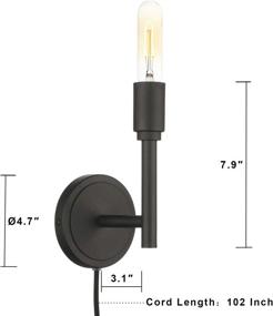 img 1 attached to Matte Black Vanity Wall Sconce with Switch - Phansthy Bathroom Plug-in Light (2 Pack)