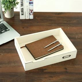 img 2 attached to 🗂️ Enhance Office Organization with MyGift's Set of 2 Vintage Distressed Finish White Wood Desktop Document Trays