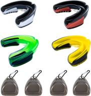 👄 premium 4-pack youth sports mouth guard for football, basketball, lacrosse, hockey, mma, boxing, jiu jitsu - includes free case! logo