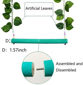 img 2 attached to 🐔 Large Chicken Swing Toy for Adult Hens - Natural Wood with Thick Bar and Artificial Leaves - Perfect for Parrot Macaw Rooster and Hen