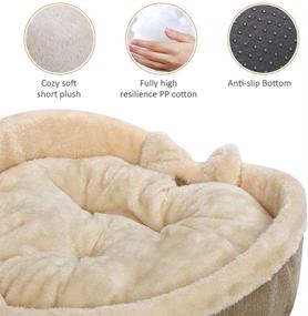 img 1 attached to 🐾 Ultra Soft Heart-Shaped Cat Bed for Indoor Cats and Small Dogs - Anti-Slip, Machine Washable Cozy Sleeping Bed in Beige