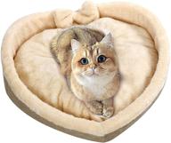 🐾 ultra soft heart-shaped cat bed for indoor cats and small dogs - anti-slip, machine washable cozy sleeping bed in beige logo