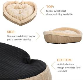 img 2 attached to 🐾 Ultra Soft Heart-Shaped Cat Bed for Indoor Cats and Small Dogs - Anti-Slip, Machine Washable Cozy Sleeping Bed in Beige