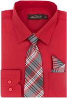 alberto danelli boys dress shirt set: matching tie, handkerchief, long sleeve button down, pocket logo