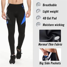 img 3 attached to 🚴 Premium 4D Padded Men's Cycling Pants | Long Legging Tights with 3-Pockets for Outdoor Bike Riding